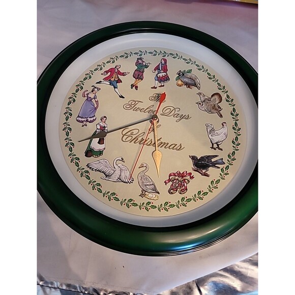 12 Days of Christmas Musical Wall Clock Kurt Adler Santas Action World 1999 Test - Picture 8 of 13